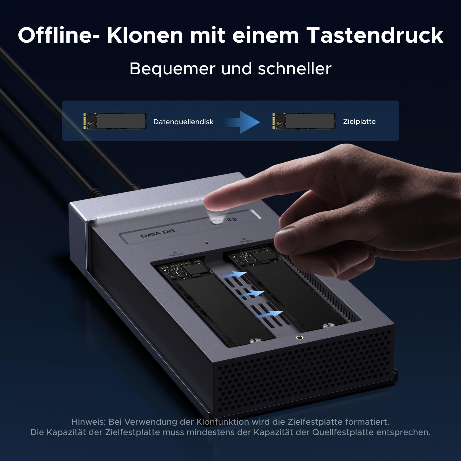 UGREEN 40Gbps Festplatten Dockingstation,USB4 Dual Bay NVMe Docking Station mit Kühllüfter, M.2 NVMe SSD Festplattengehäuse mit Offline-Klonen und Software-RAID-Konfigurationen unterstützt 3