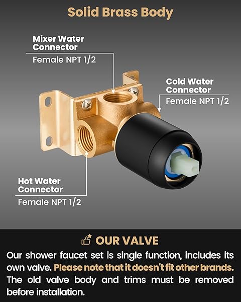 AIRUIDA SHOWER FAUCET SET WITH FEMALE THREAD ROUGH-IN VALVE, RAINFALL SHOWER HEAD AND HANDLE SET, SINGLE FUNCTION VALVE TRIM KIT, 10 INCH MATTE BLACK
