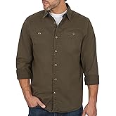 Coleman Men's Stretch Twill Workwear Long Sleeve Button-Down Shirt with Metal Buttons