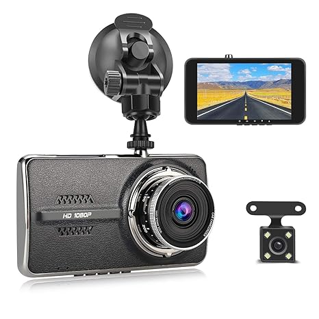 Dual Dashcam, MixMart Autokamera Vorne und Hinten 1080P HD 4.0' Bildschirm 140° Weitwinkel Auto Dash Cam Kamera Rückfahrkamer
