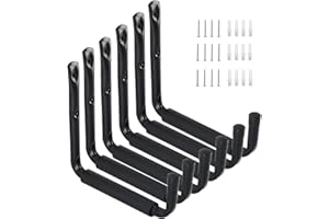 Ihomepark Heavy Duty Garage Storage Utility Hooks with 9''Jumbo Arm, Wall Mount Garage Hanger & Organizer for Ladder Tool Chair Hose(6 Pack - Black)