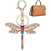 Liobelon Sparkling Dragonfly Keychain Crystal Rhinestone Charm Cute Keychain for Women for Purse Wallets Backpacks Handbags