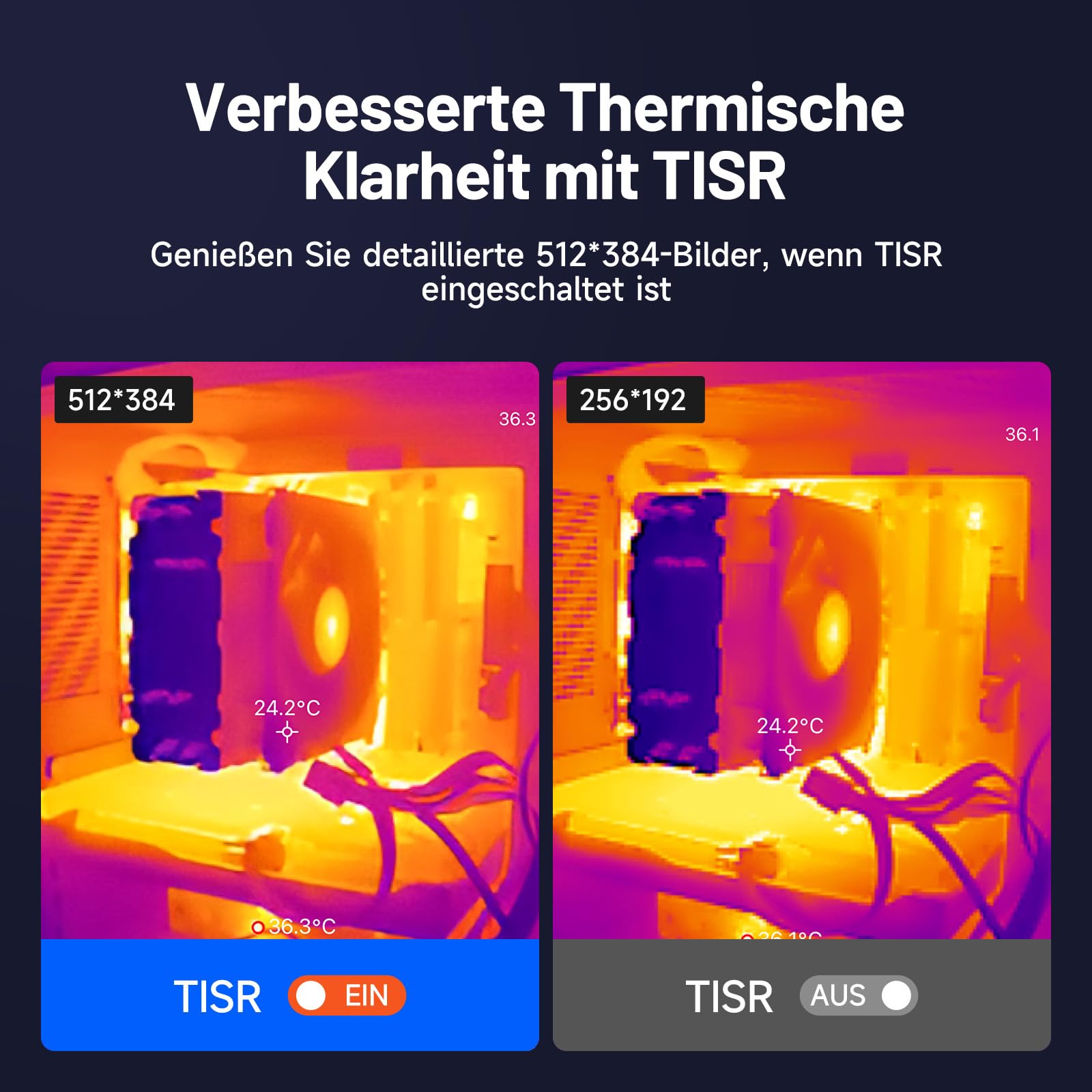 TOPDON Wärmebildkamera -TC001, 512x384 TISR Auflösung, ＜40mK Wärmeempfindlichkeit, 25Hz, Testbereich -20 ℃ bis 550 ℃, 0,1 ℃ Testpräzision, entwickelt für Android phones/Tablets und Windows Laptops 3