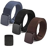 Coobbar 3-Pack Adjustable Nylon Military & Outdoor Men's Web Belt With Plastic Buckle - Durable Canvas Belt