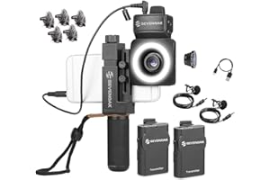 Movo SmartCine W2 - Wireless Smartphone Video Kit with Phone Rig, Dual Wireless Lavalier Microphone System, LED Light, Wide and Fisheye Lenses for iPhone/Android Phones - YouTube, TIK Tok Kit