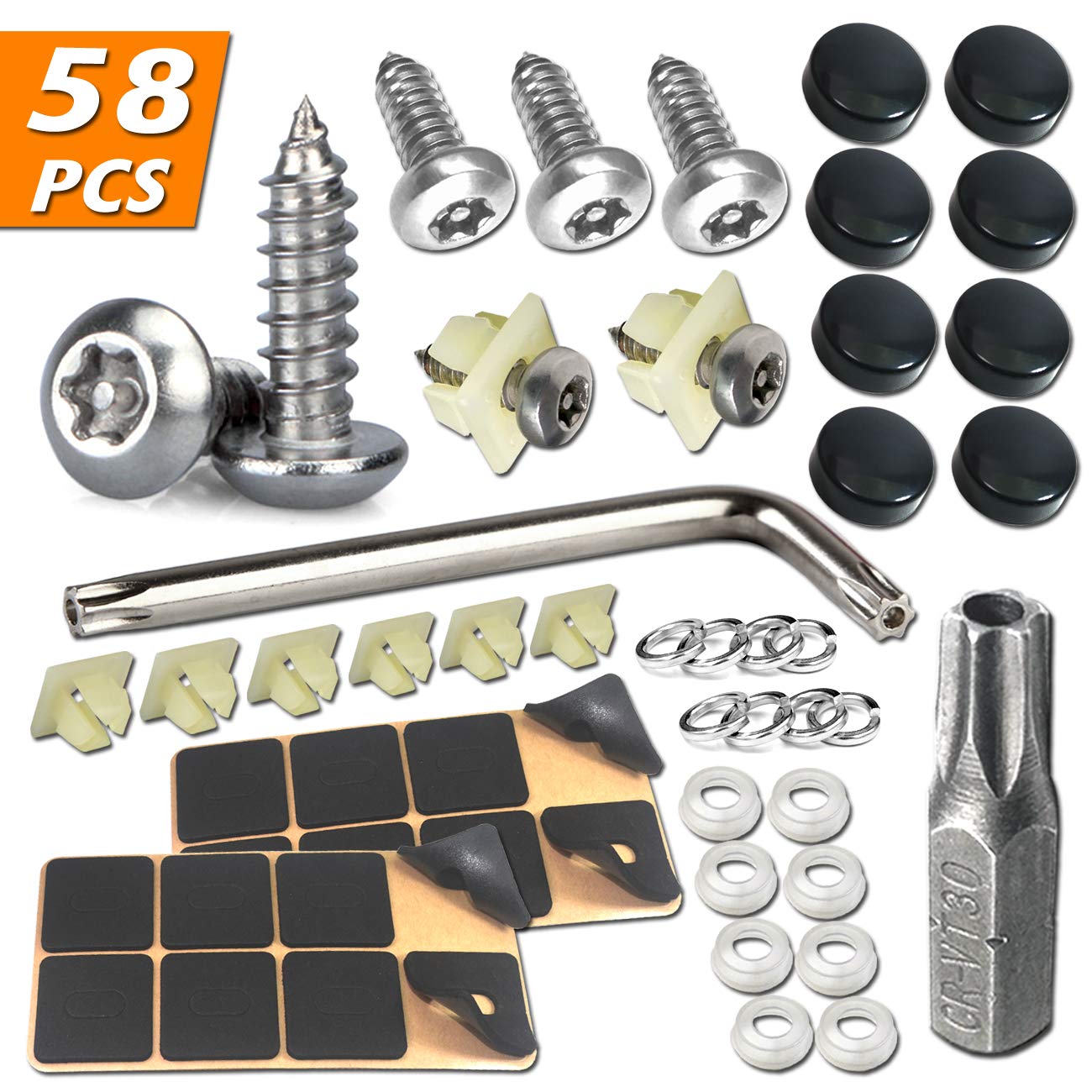 Interieur TOYOTA NUMBER PLATE SELF TAPPING SCREWS AND BLACK CAPS FIXING