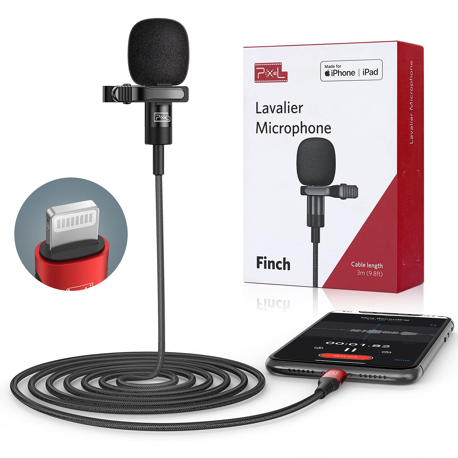 Apple MFi-Certified Pixel Microphone for iPad & iPhone - External Microphone for Live Streaming, Vlogging & Video Recording