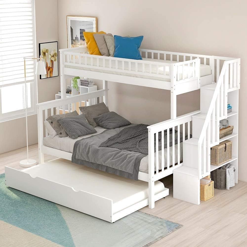 Solid Wood Twin Bunk Beds with Storage Drawers, Bunk Bed