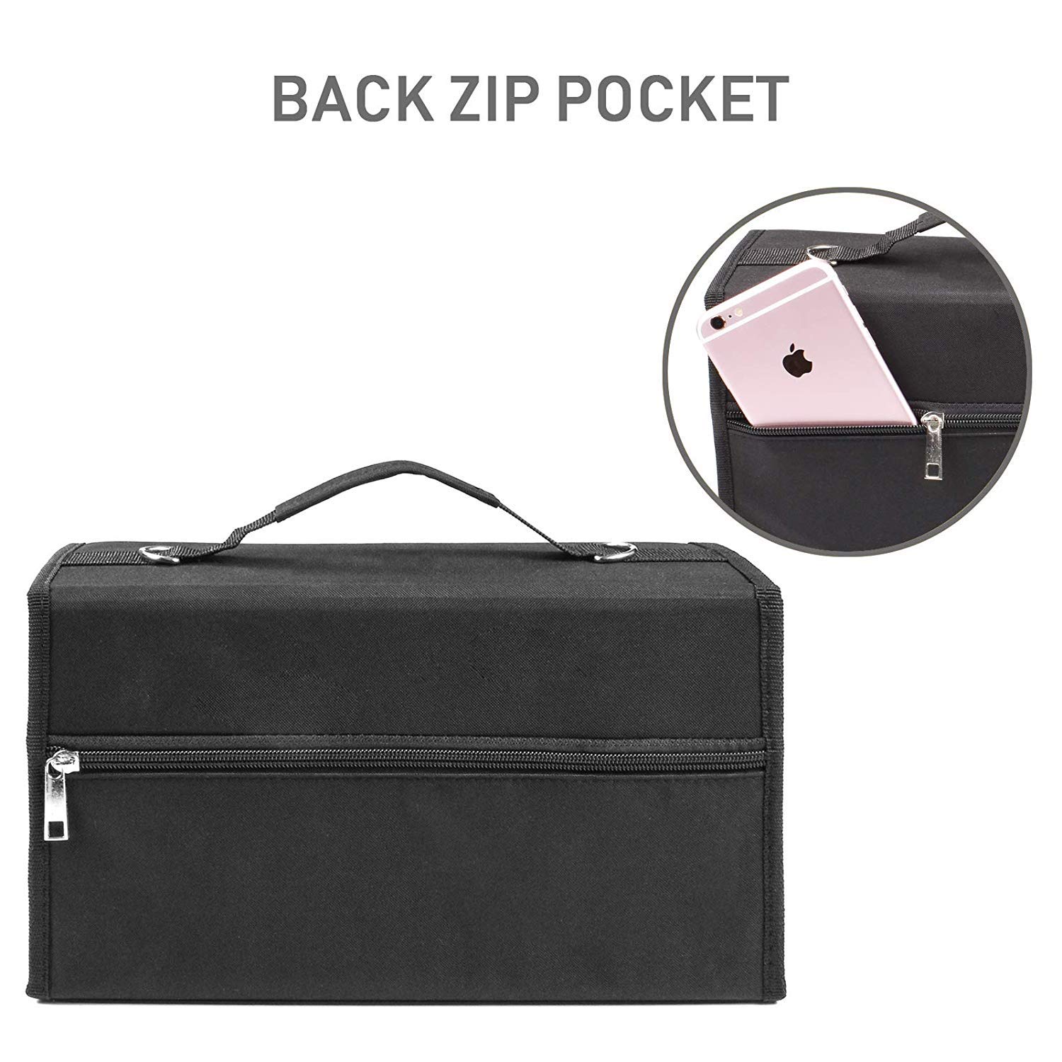 80 Slots Marker Pen Case, Large Capacity Folding, Extendable Foldable Hook, Marker Carrying Bag, Art Markers Pen Storage Durable Sketch Tools Organizer for Permanent Paint Marker (Black)