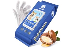 PUPMATE Pet Cleaning Glove Wipes for Dogs & Cats, Hypoallergenic Deodorizing Disposable Bathing Wipes,No-Rinse Grooming Wipes, Extra Thick,Perfect for Pet Dry Cleaning,Daily Care and Travel,24 pcs