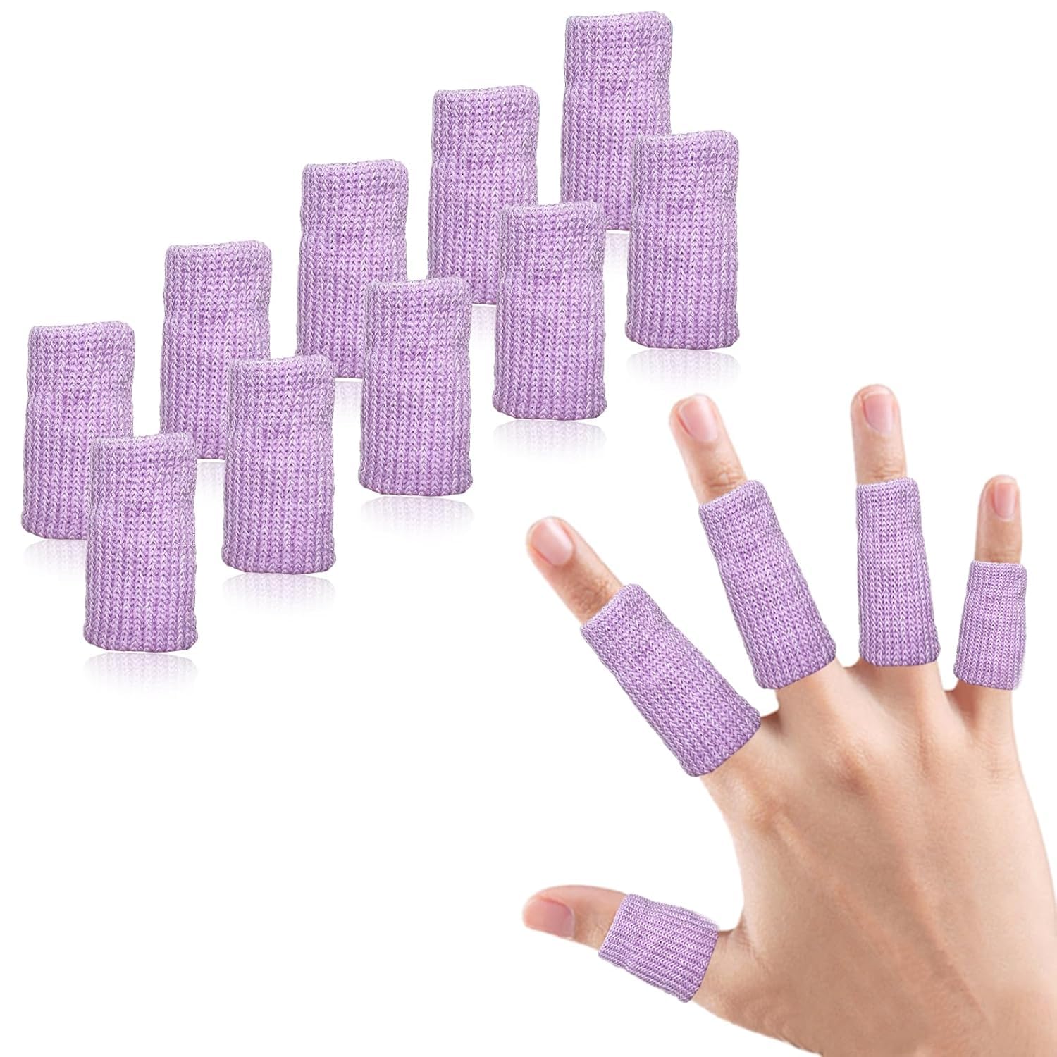 EDNYZAKRN Finger Compression Sleeves Support, Finger Sleeve Protectors Cots Thumb Brace for Basketball Sport, Arthritis, Tendinitis, Trigger Fingers (Light Purple)