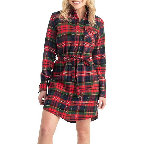 Amazon.com: Flannel Plaid Dresses for Women Christmas Tie Front Long Sleeve  Tunic Button Down Shirt Mini Dress : Clothing, Shoes & Jewelry