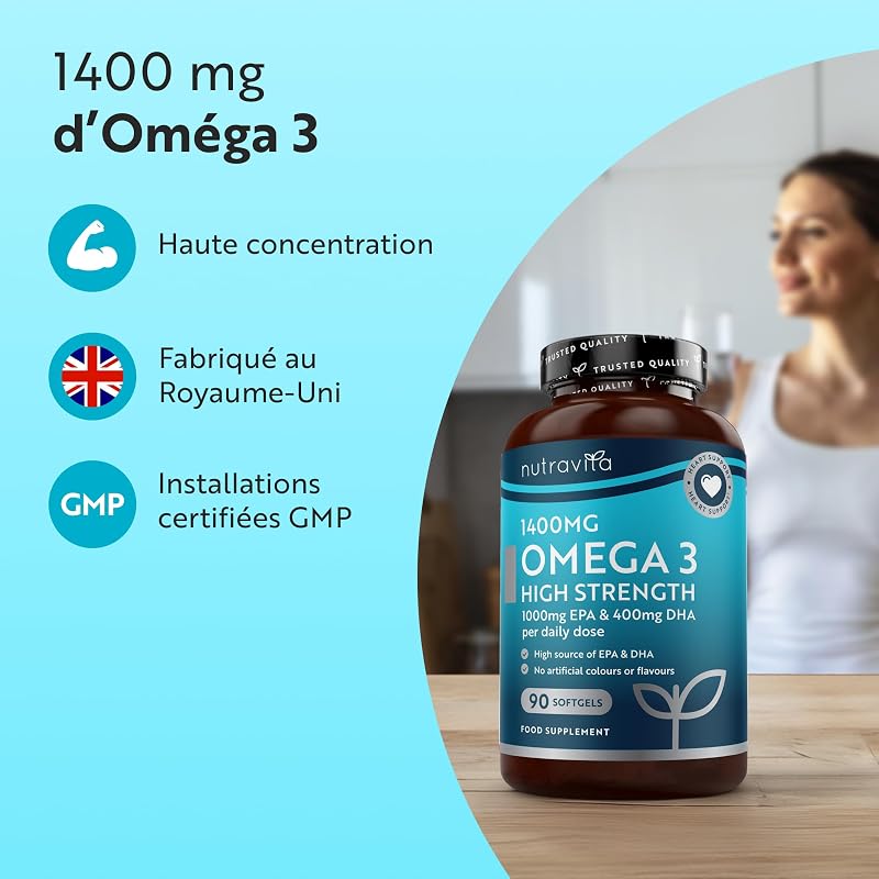Oméga 3 Haute Résistance - 1400 mg d'Omega-3-90 Gélules