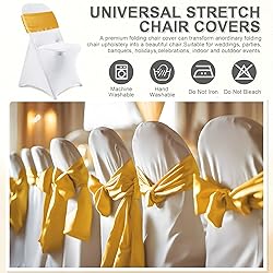 Lounsweer 100 Pcs Folding Chair Cover Set with 50