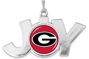 FROM THE HEART ENTERPRISES Georgia Bulldogs Joy with Team Logo Silver Metal Christmas Ornament Gift Tree Decoration UGA