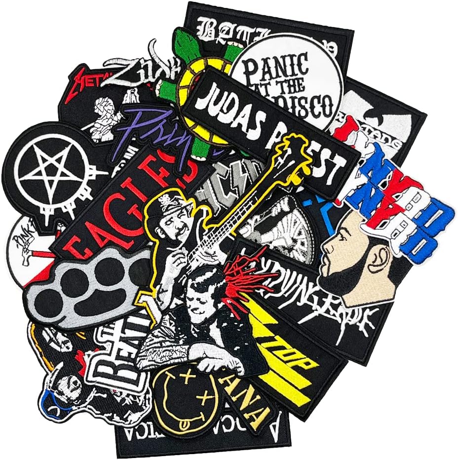 Mixed Media - 24pcs Mixed Heavy Metal Music Band Series Embroidered Iron On Patches