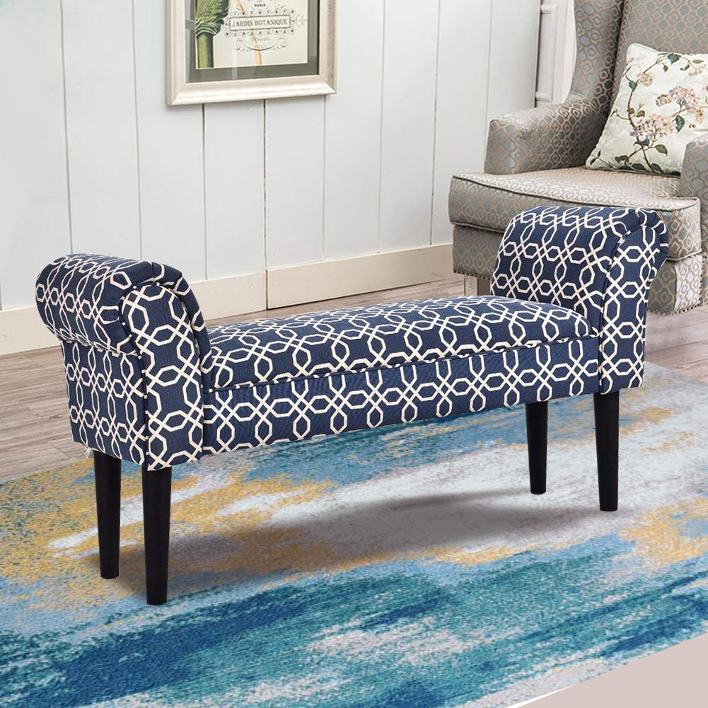 COSTWAY Taburete Pie De Cama Dormitorio Banqueta Con Brazos Banco