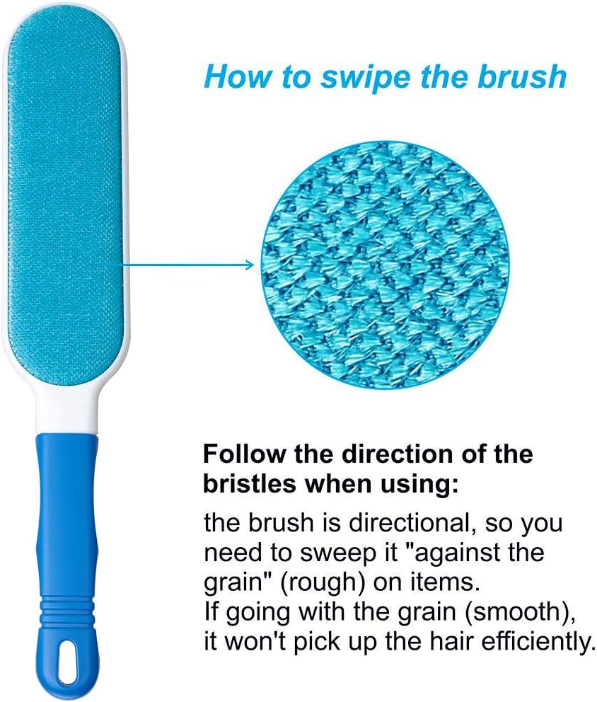 Lint Brush - Pet Hair Remover Brush - Dog & Cat Hair Remover with Self-Cleaning Base - Efficient Double Sided Animal Hair Removal Tool - Perfect for Clothing, Furniture, Couch, Carpet
