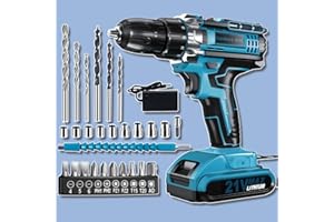 Cordless Drill Set, 21V Power Drill Cordless with 2000mAh Battery, 42Nm Electric Drill Screwdriver, 2 Speed Power Drills Driv