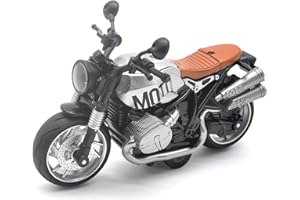 BOBUEXER Motorcycle Toys for Kids - Pull Back Toy Motorcycle Model 1/12 Scale with Lights and Sounds, Die-Cast Motorcycles Toy for Boys Kids Age 3-12 Year Old (Silver)