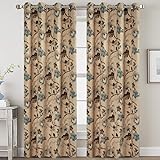 H.VERSAILTEX Blackout Curtains for Bedroom/Living Room Thermal Insulated Printed Curtain Drapes 84 Inches Long Energy Efficient Room Darkening Curtains Pair (2 Panels), Vintage Floral Brown & Blue