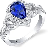 PEORA 925 Sterling Silver Teardrop Crest Ring for Women, Various Gemstones, Pear Shape 9x6mm, Sizes 5 to 9
