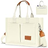 Canvas Tote Bag for Women with Pockets Crossbody Bag Tote Shoulder Handbags Casual Work Bags Everything Tote Bag