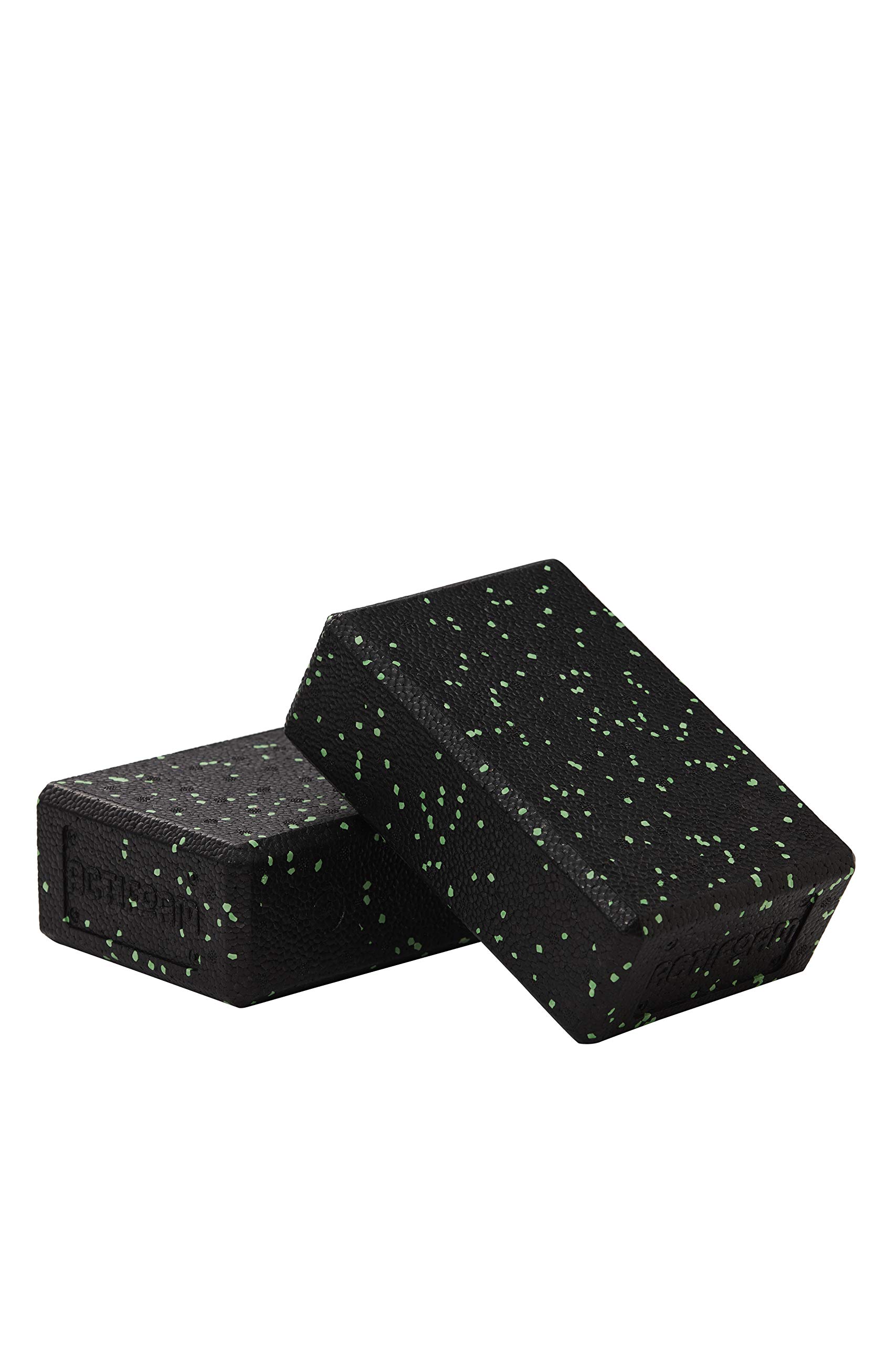 Actifoam Yoga Block Set of 2 Yoga Blocks Yoga Foam (Black + Green Medium Hard)
