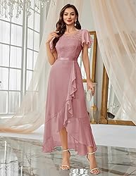 BeryLove Prom Dresses for Women Wedding Guest Ruffe
