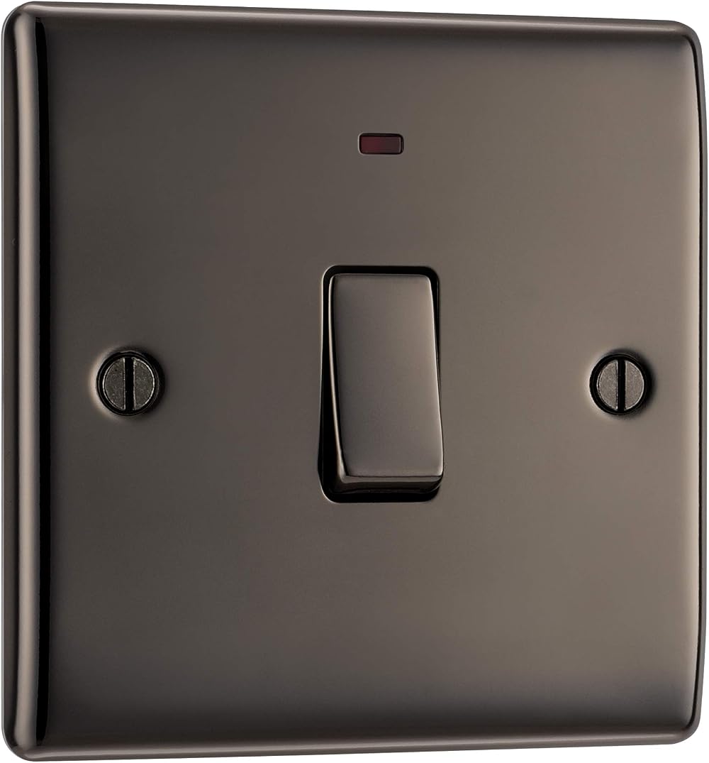 BG Electrical Nexus Metal 20A Double Pole Wall Switch LED Indicator Black
