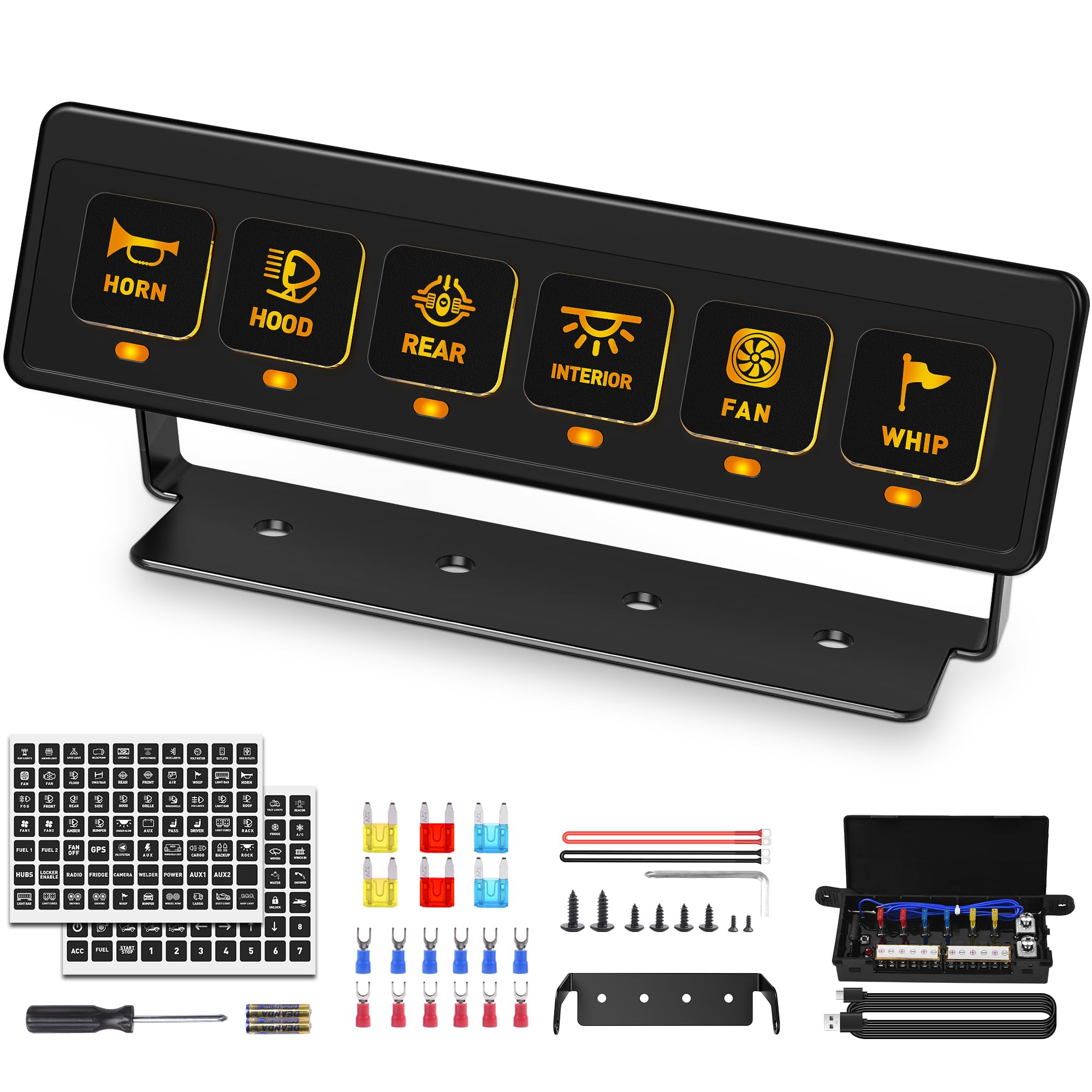 Photo 1 of SS VISION 6 Gang Wireless Switch Panel, 12V 80A Auxiliary Car Swtich Panel, Universal Circuit Control Relay System Box with 4 Light Modes Memory Function for Car Truck UTV ATV Boat RV Off-Road