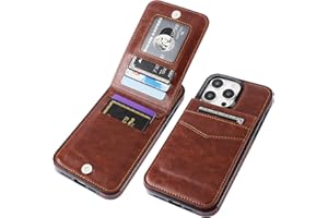 KIHUWEY Compatible with iPhone 15 Pro Max Case Wallet with Credit Card Holder, Flip Premium Leather Magnetic Clasp Kickstand Heavy Duty Protective Cover for iPhone 15 Pro Max 6.7 Inch (Brown)