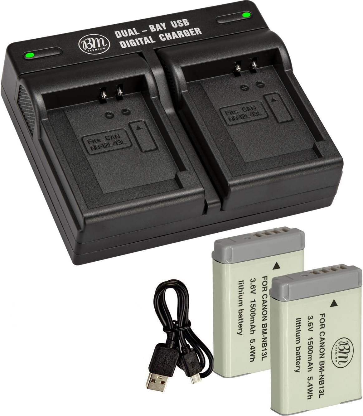 BM 2-Pack of NB-13L Batteries and Dual Battery Charger for Canon PowerShot SX740 HS, G1 X Mark III, G5 X, G5 X Mark II, G7 X, G7 X Mark II, G7 X Mark III, G9 X, G9 X Mark II, SX620 HS, SX720 HS Camera : Camera & Photo