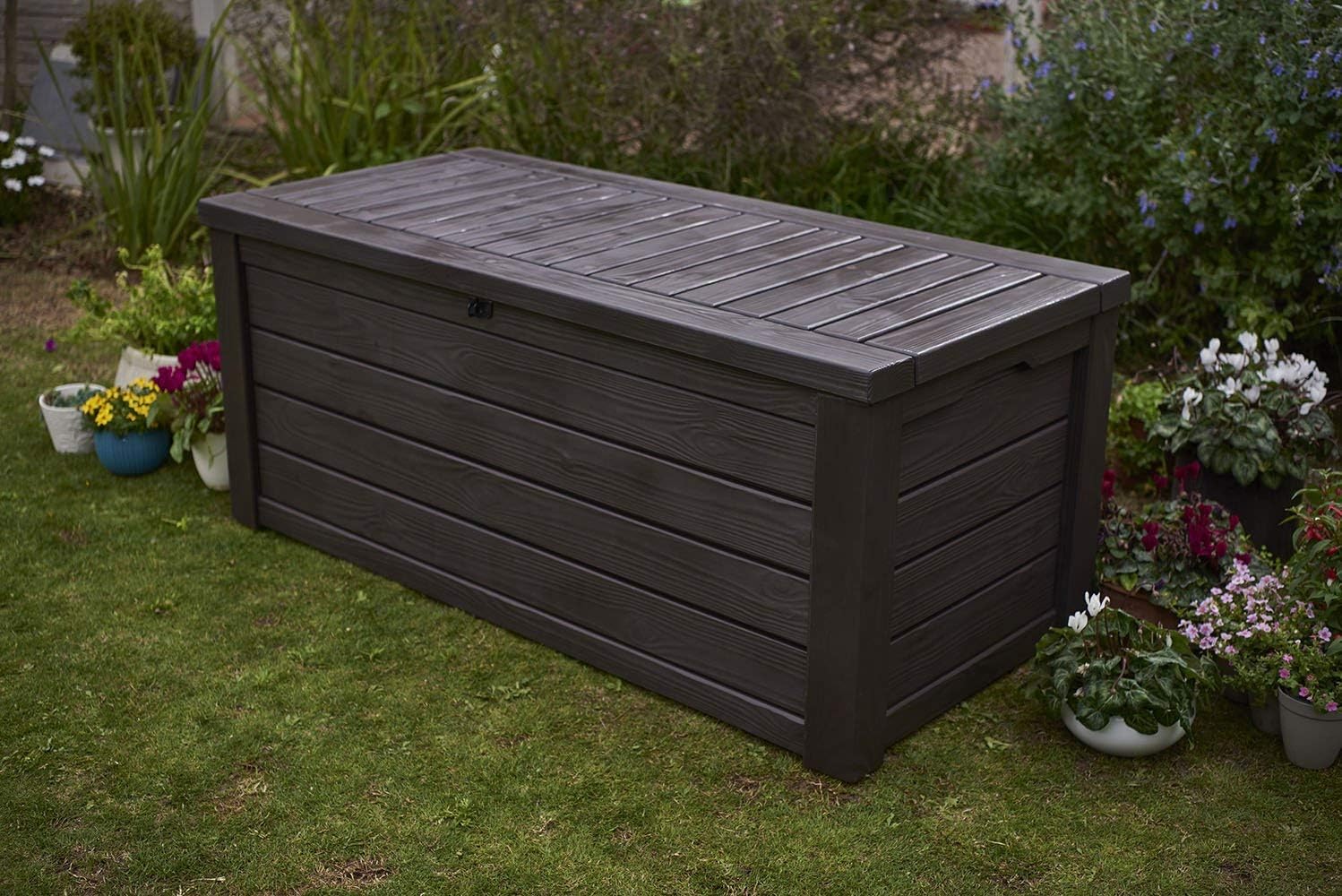 Deluxe XXL Deck Box 150 Gallon Resin Outdoor Storage for Patio Garden Furniture Container