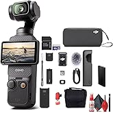 DJI Osmo Pocket 3 Creator Combo, 4K/120fps Video 3-Axis Stabilization, Handheld Vlogging Camera with Touchscreen Mic 2 (CP.OS.00000302.01) + P-Bank + 64GB Memory Card + Camera Bag + More