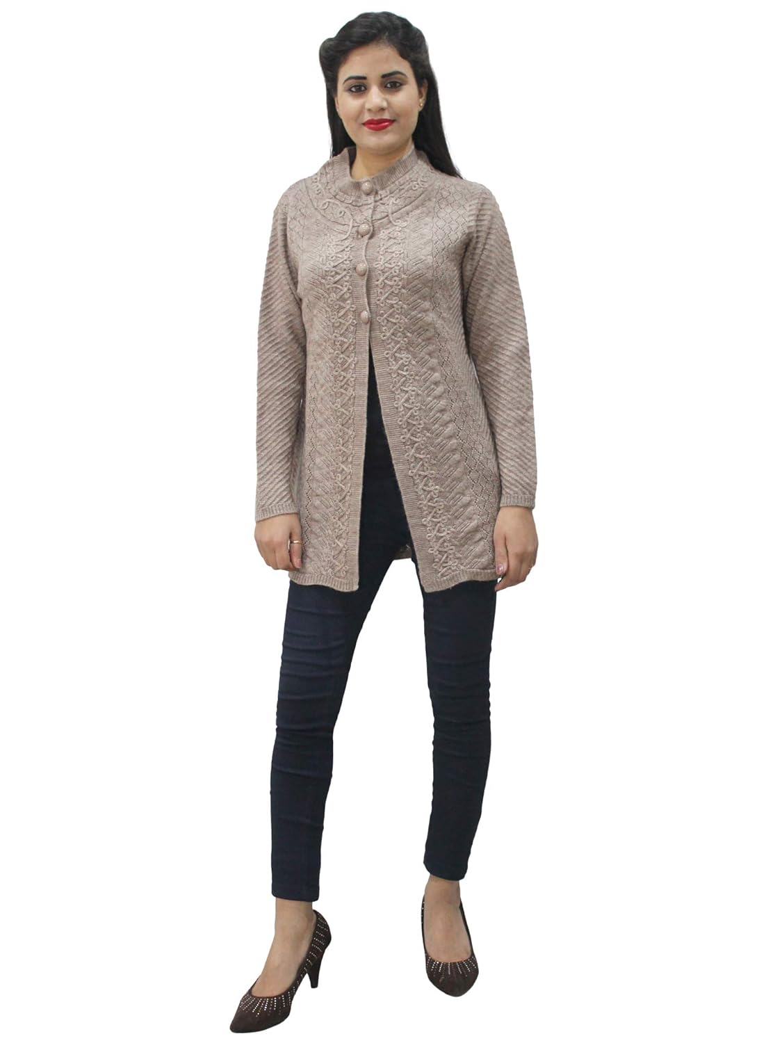 matelco women's white button cardigan with pockets