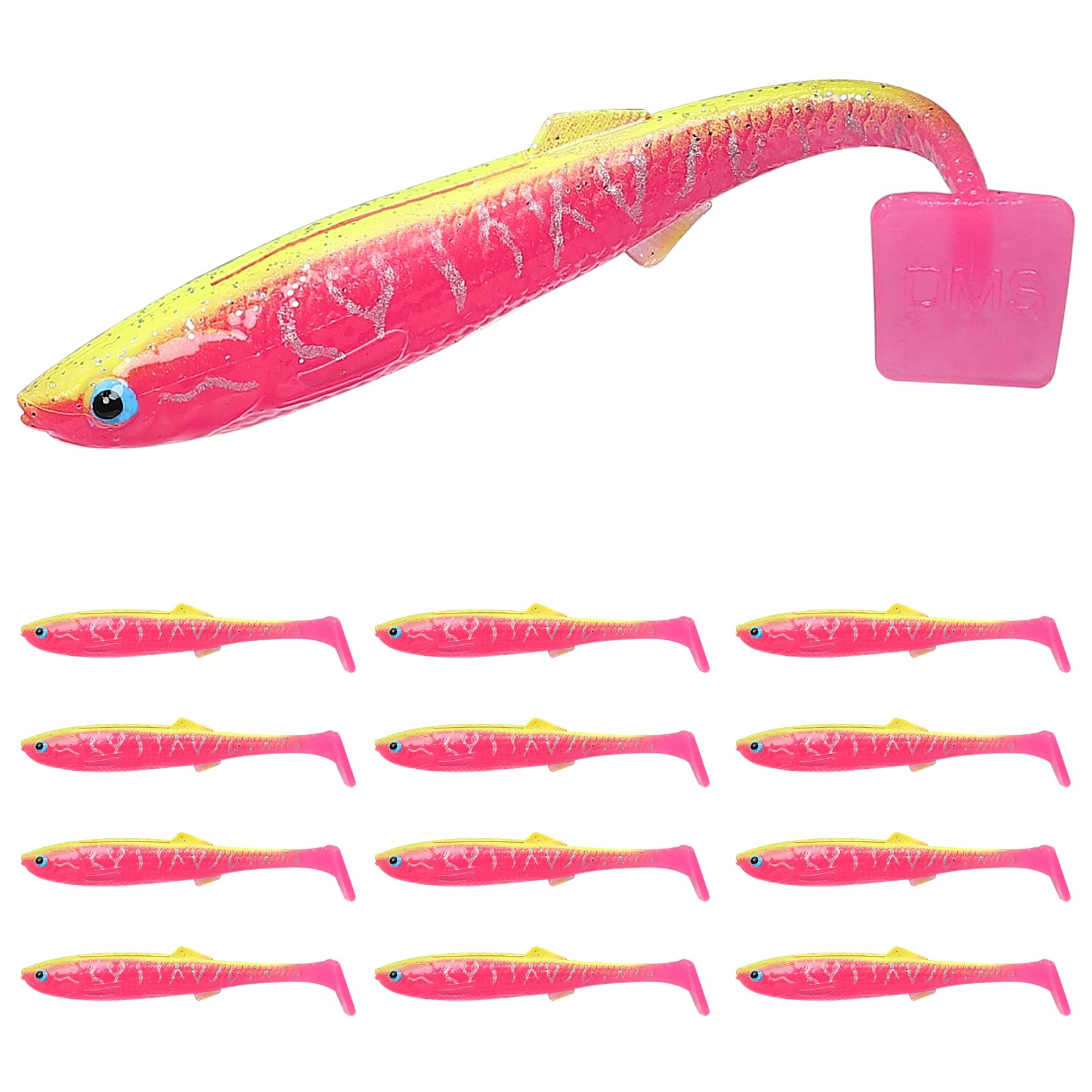 TRUSCEND Easy Catch Pre-Rigged Squid Lures, Unique Vibrating Swim Action and Trembly Sinking Move for More Bites, Amazing Swimbait for Family Fishing, Fishing Lures for Bass Trout