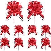 10pcs 6in Pull Bows for Gift Wrapping Pre-Made Satin & Organza Ribbon Bows, Valentine Christmas Decor, Gift Basket Bow
