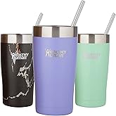 Healthy Human Stainless Steel Tumbler with Straw & Lid | Splash Proof Insulated Travel Cup | Eco-Friendly Coffee Tumblers | Water Cups with Straws Cleaner and Splash Proof Lids (20oz, Lilac)