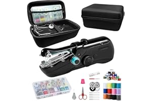 AOVLY Handheld sewing machine, beginner's sewing kit with storage, two power supply modes, electric switch, simple operation, portable mini sewing machine, beginner's sewing machine.(Black)