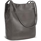 Iswee Genuine Leather Tote Bucket Bags Hobo Shoulder Bags Purse and Handbags for Women Trendy