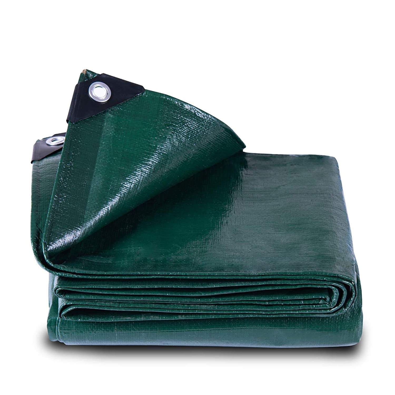 GZBtech Tarpaulin Waterproof Heavy Duty【3x3m 150g/m²】, Weatherproof Tarpaulin Sheet with Eyelets,PE Tarpauline for Garden Furniture/Chicken run/Wood Logs/Car/Outdoor Camping Green