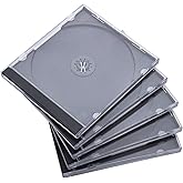 Maxtek 10.4 mm Standard Single Clear CD Jewel Case with Assembled Black Tray, 10 Pack