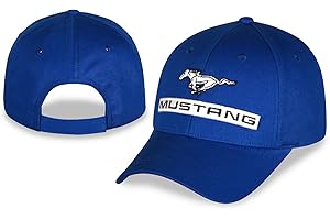 CHECKERED FLAG SPORTS Ford Mustang Baseball Cap for Men - Logo Car Racing Hat Blue