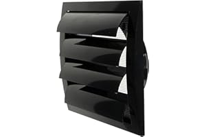 Repa Market 6 Inch (150 mm) Black Dryer Vent Hood/Duct Cover for Wall or Ceiling/ABS Plastic Grille with Flaps & Insect Scree