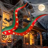 Juegoal Halloween Inflatables Octopus Tentacle, Outdoor Halloween Decor ﻿ | Lighted Octopus Legs with Build-in LED Lights, Front Door Window Roof Prop, Haunted House Holiday Party Decorations, 1 Pack