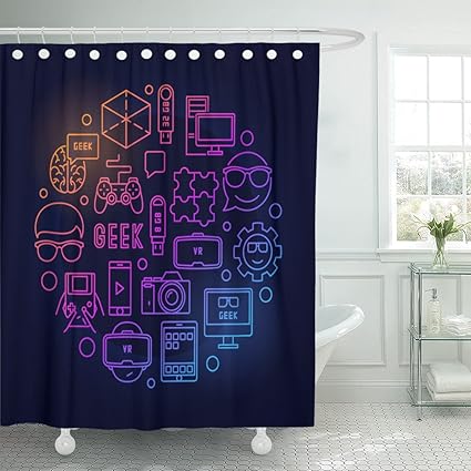 Amazon Com Tompop Shower Curtain Colorful Round Geek Bright