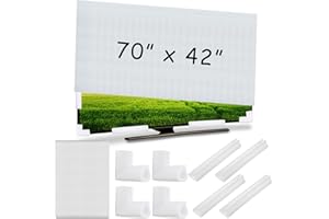Maasechs Cushioning Foam Set Include 1 Pcs Foam Flat Screen TV Cover Fits up to 70'' W x 42'' H and 8 Pcs Moving Foam Corner Edge Protectors for TV Display Screen Protector Packing Moving