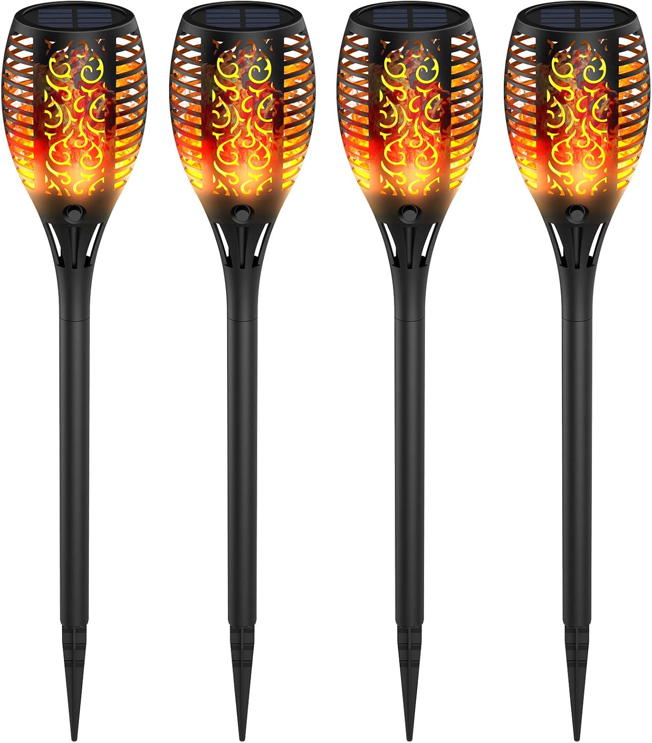 Solarleuchten garten außen, Ruyilam 4 Stücke Solar Flammenlicht mit Wasserdichte IP65, Automatische Ein/Aus für Garten, Hof, Balkon, Auffahrt, Weg