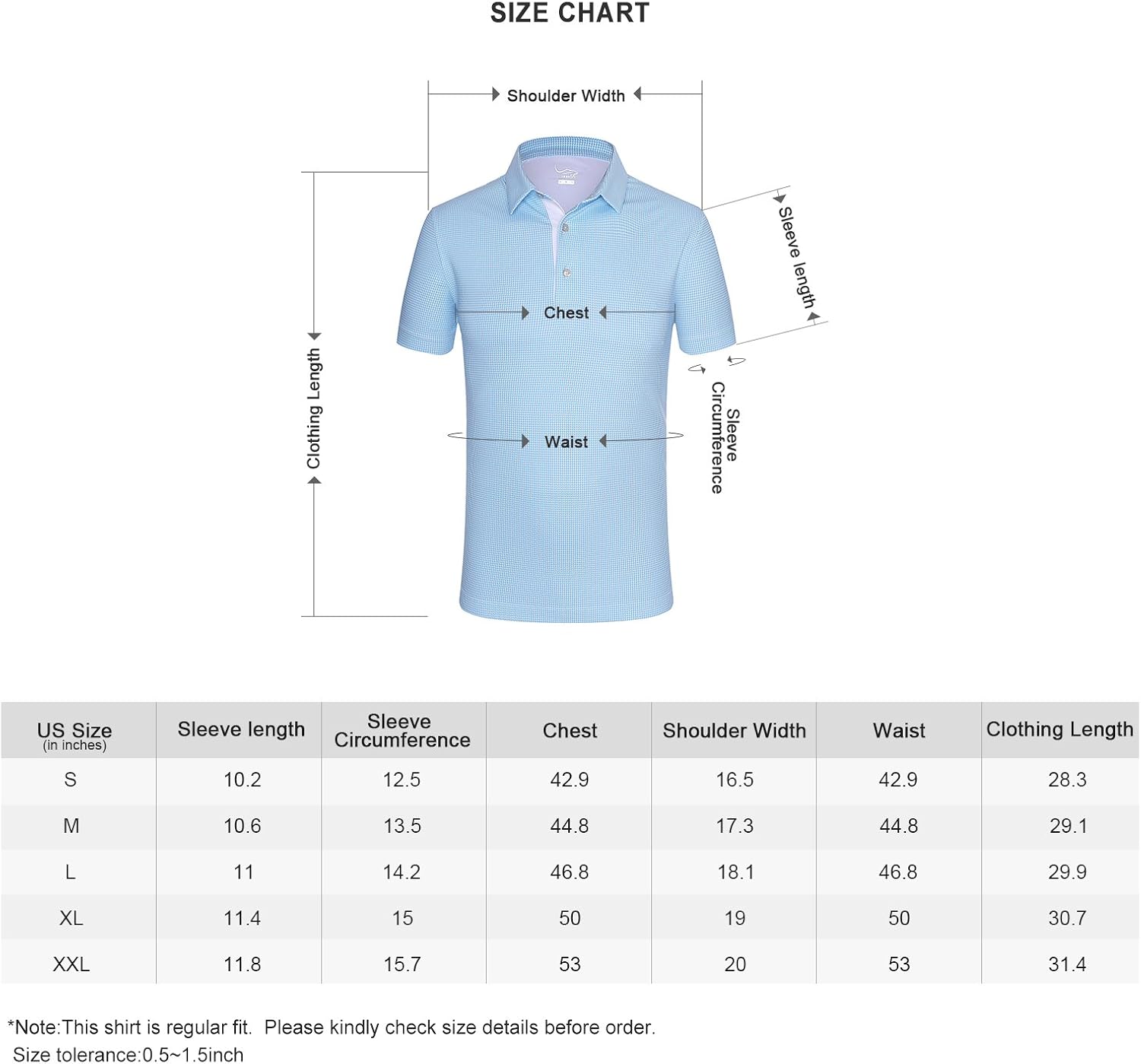 EAGEGOF Regular Fit Men's Shirt Stretch Tech Performance Golf Polo Shirt Short Sleeve: Clothing